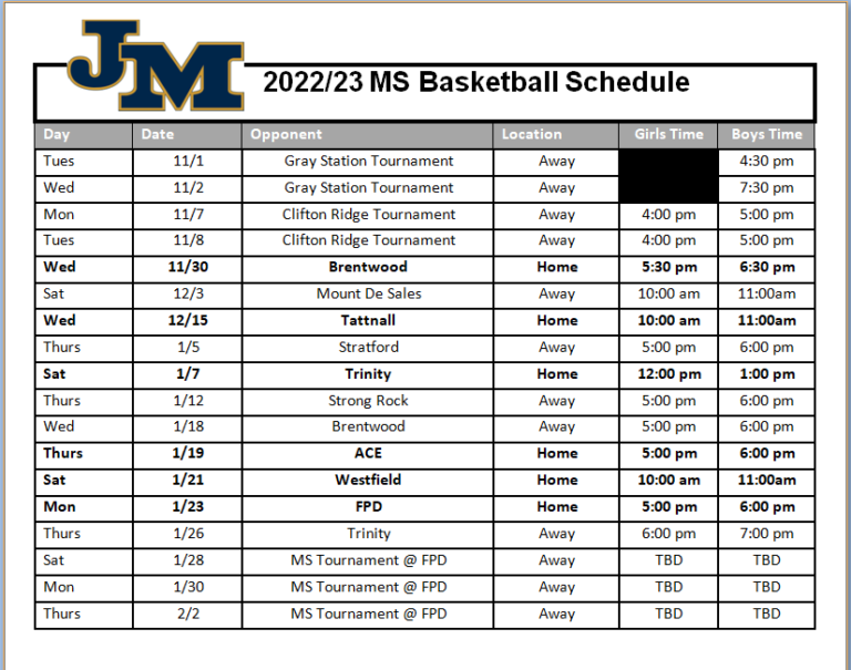 2022-23 Middle School Basketball